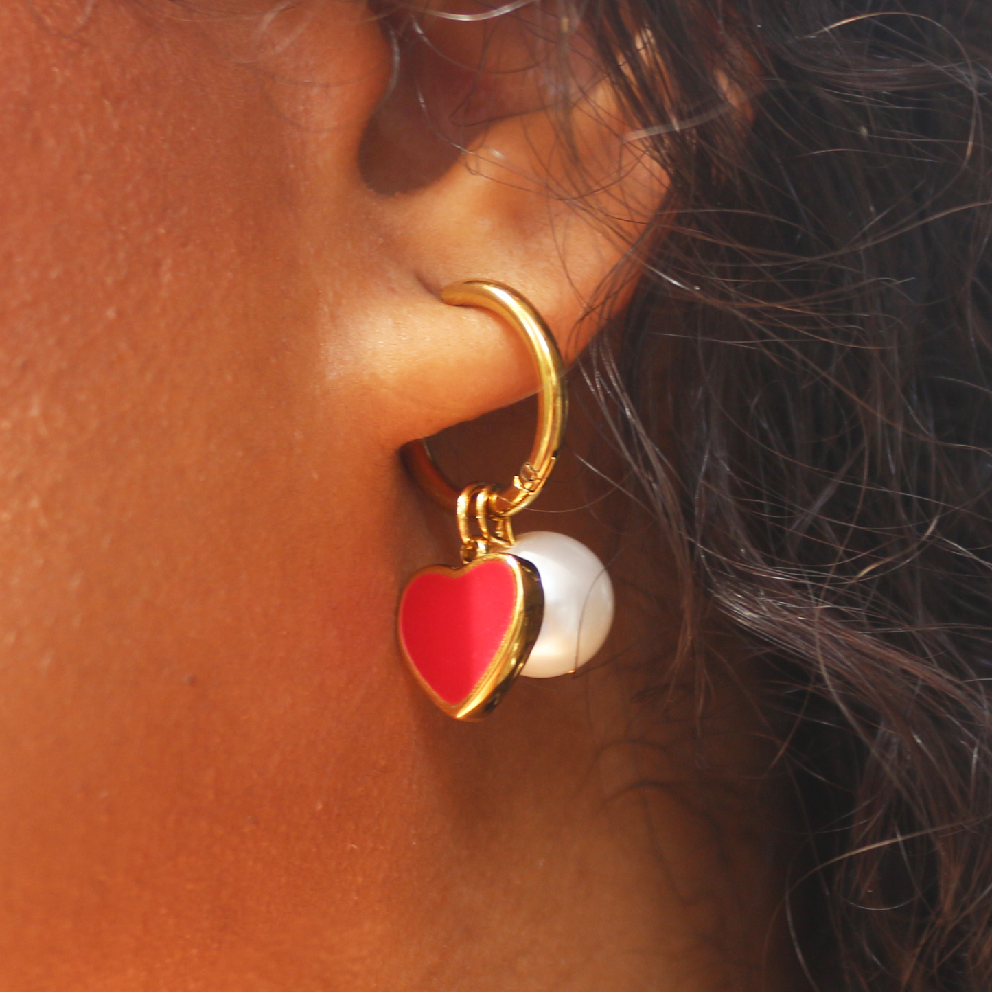 Argollas de perla y corazon