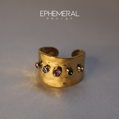 Anillo de acero con baño de oro 18k