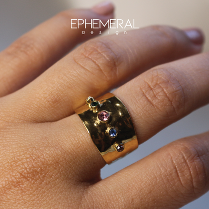 Anillo de acero con baño de oro 18k