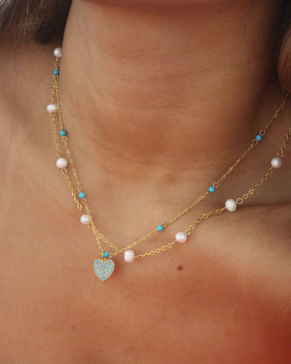 Cadena de corazón azul